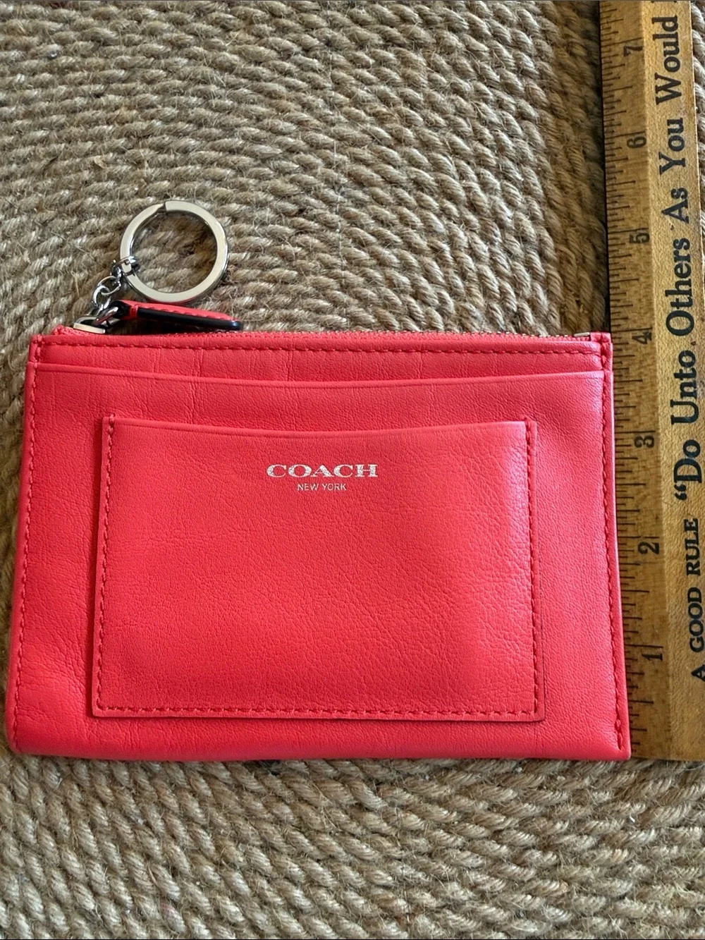 Coach outlet Cora  Leather Card Pouch with Keyring